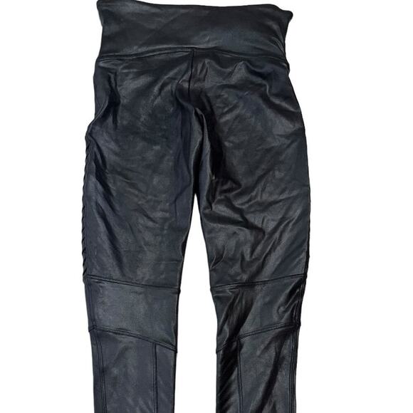 Spanx Faux Leather Moto Leggings High Waisted Ankle Length Black Size Medium - Picture 7 of 11
